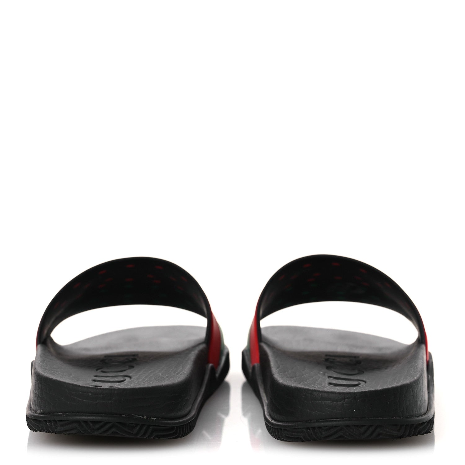 Rubber Web Womens Interlocking G Slide Sandals 33 Black Green Red