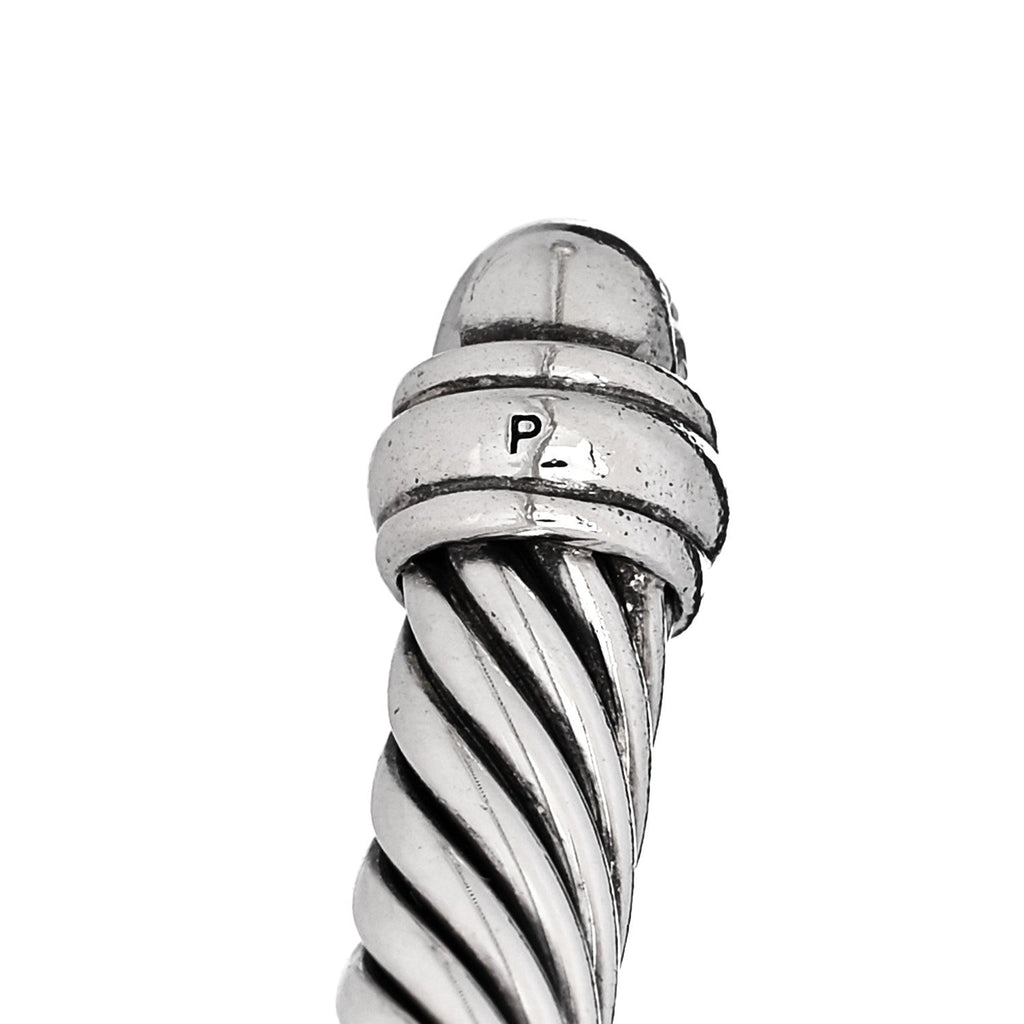 Sterling Silver Pave Diamond 5mm Cable Classics Bracelet