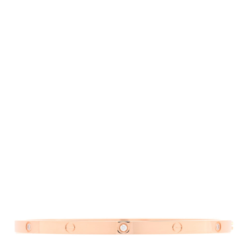 18K Pink Gold 6 Diamond Small LOVE Bracelet 17