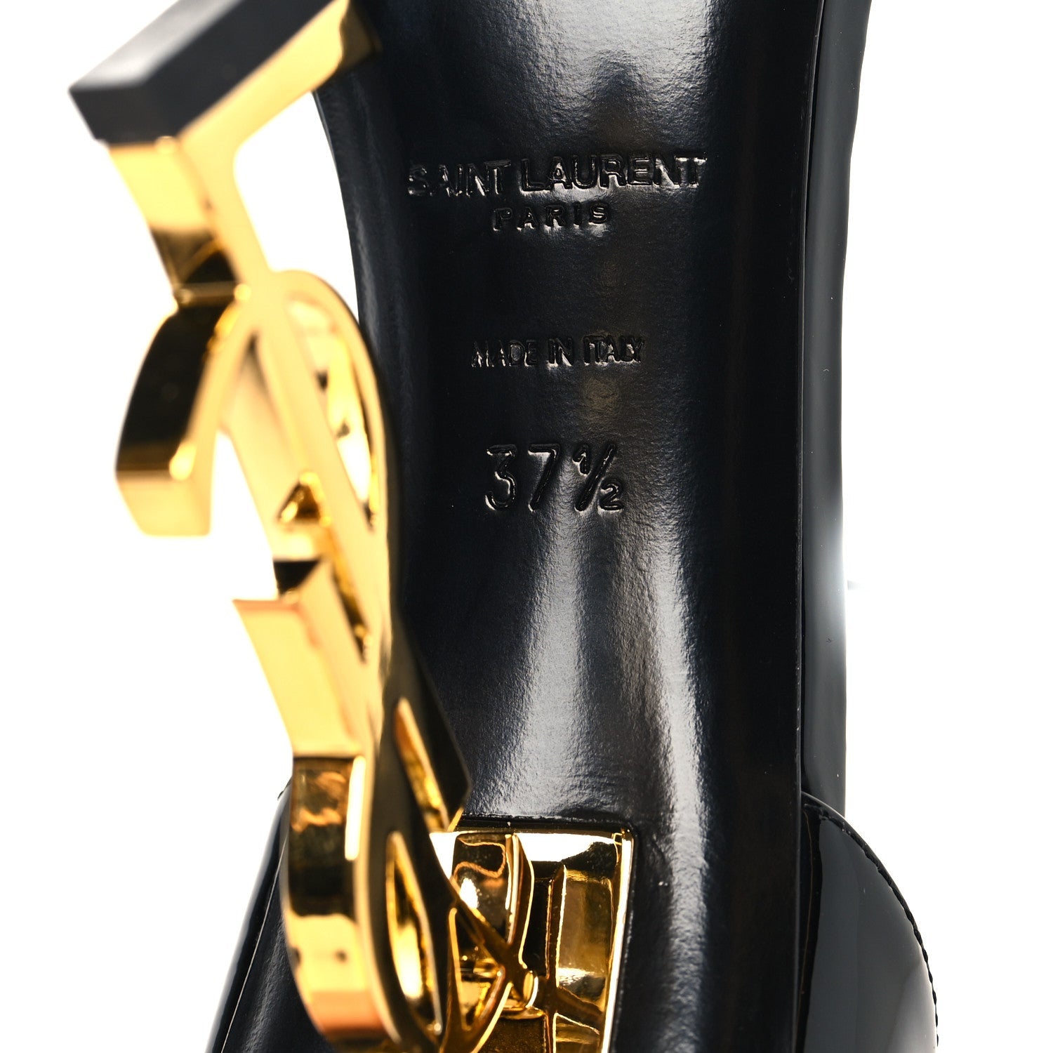 Patent Calfskin Opyum 110 Sandals 37.5 Black Gold