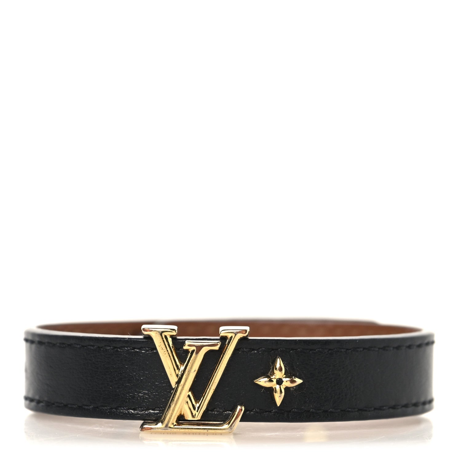 Calfskin LV Iconic Bracelet 17 Black