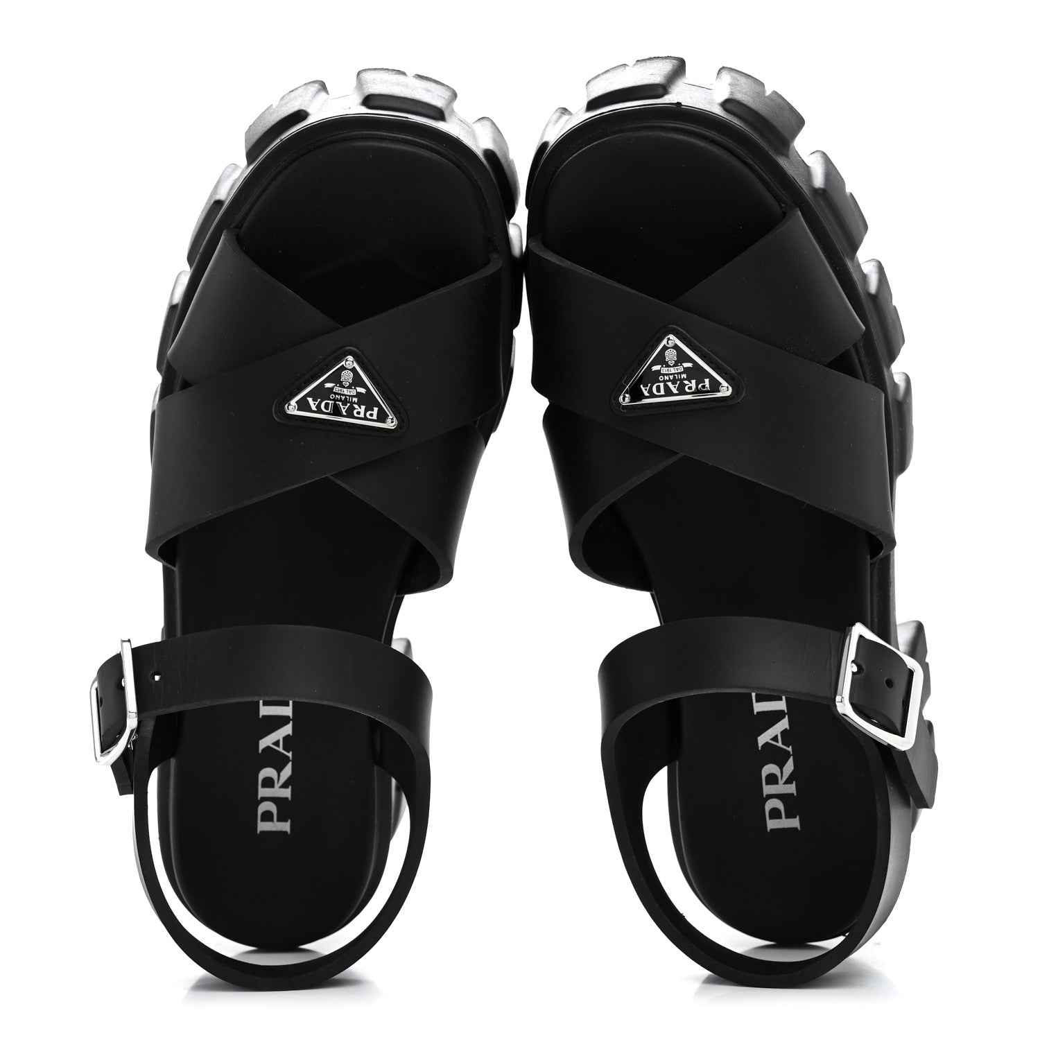 Foam Rubber Metal Triangle Logo Monolith 55mm Soft Cage Sandals 37 Black