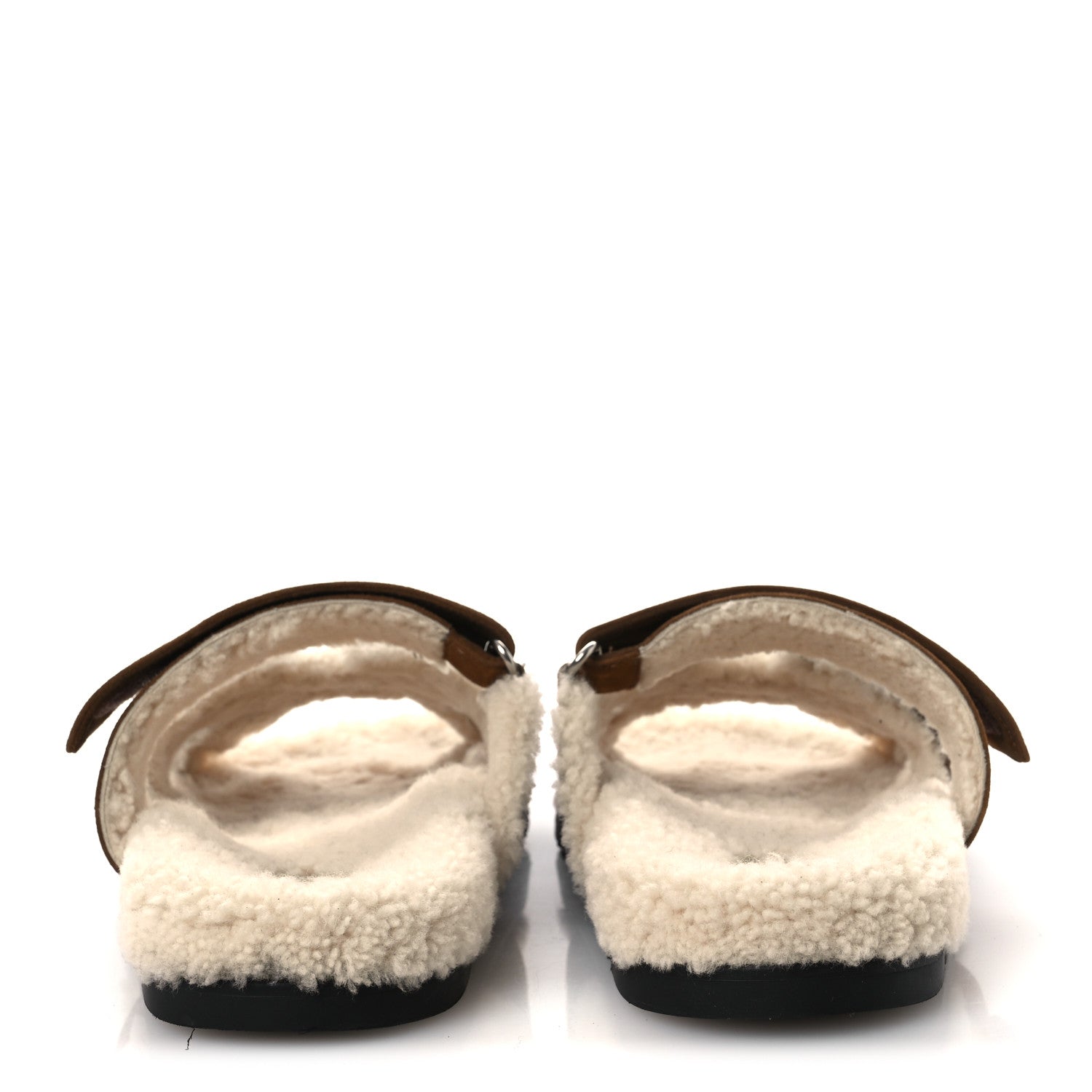 Suede Goatskin Woolskin Mens Chypre Sandals 42 Brun Fume Ecru