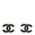 Metal Resin CC Earrings Black Silver