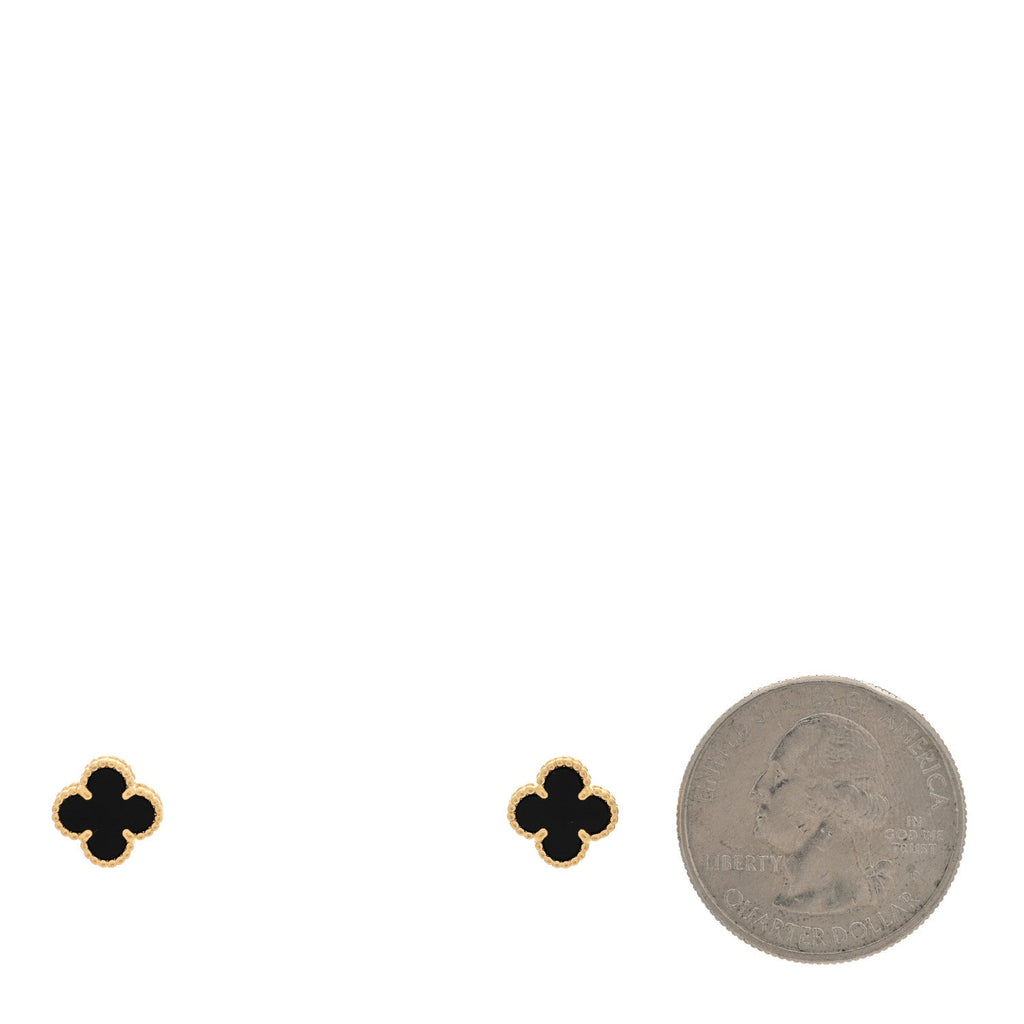 18K Yellow Gold Black Onyx Sweet Alhambra Earrings