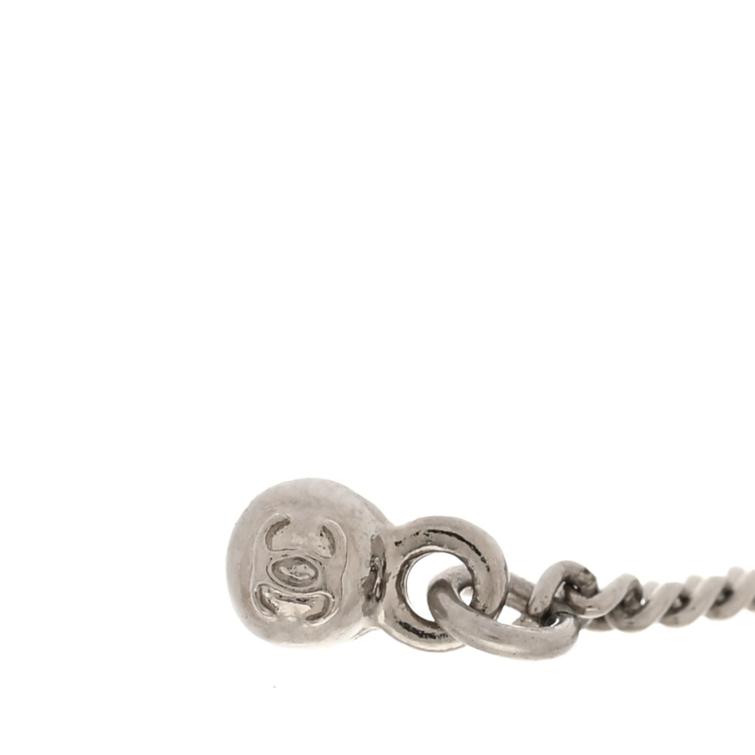Baguette Crystal CC Drop Earrings Silver