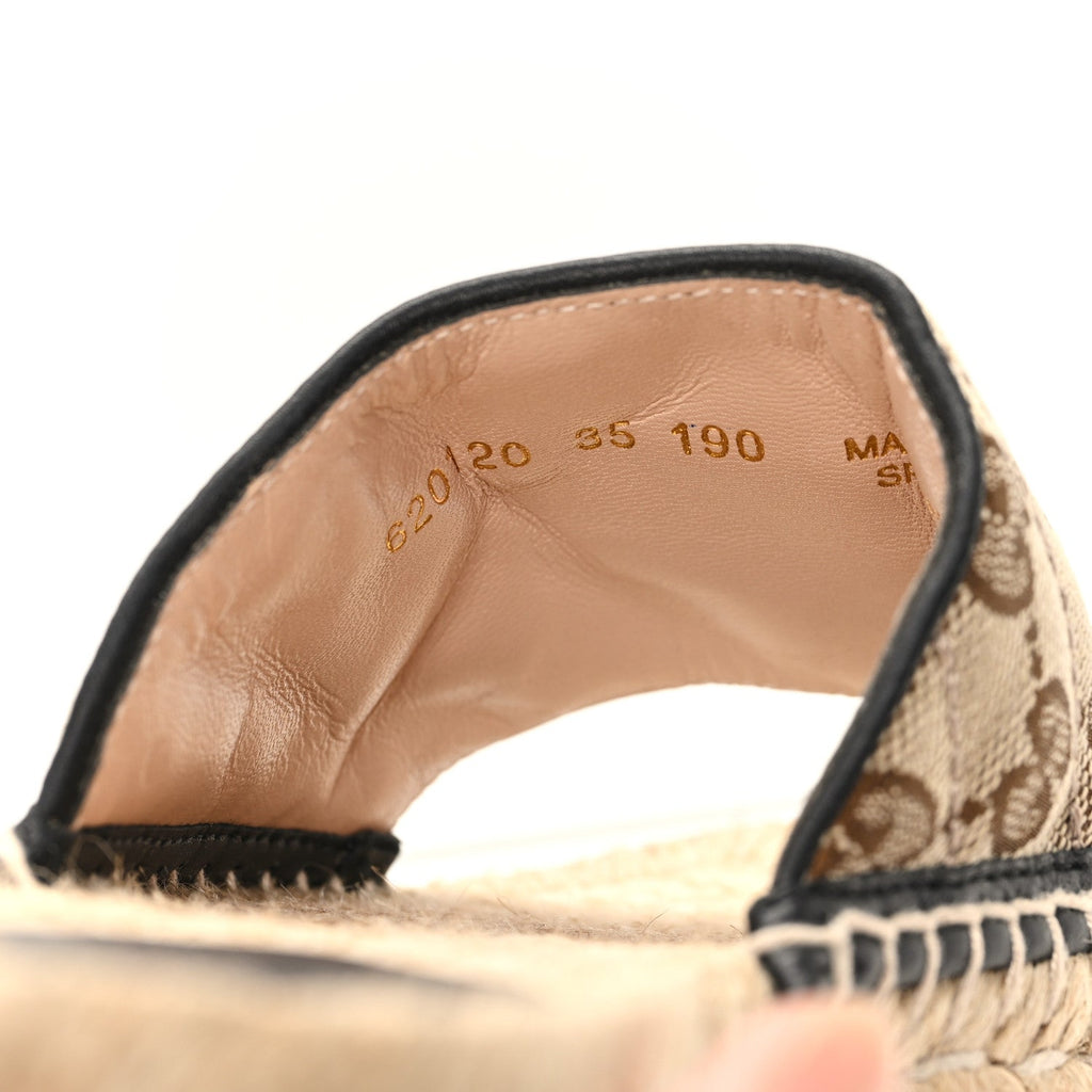 Monogram Matelasse GG Marmont Espadrille 20mm Slide Sandals 35 Beige Ebony Black