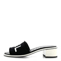 Cotton Logo Mule Sandals 41 Black White