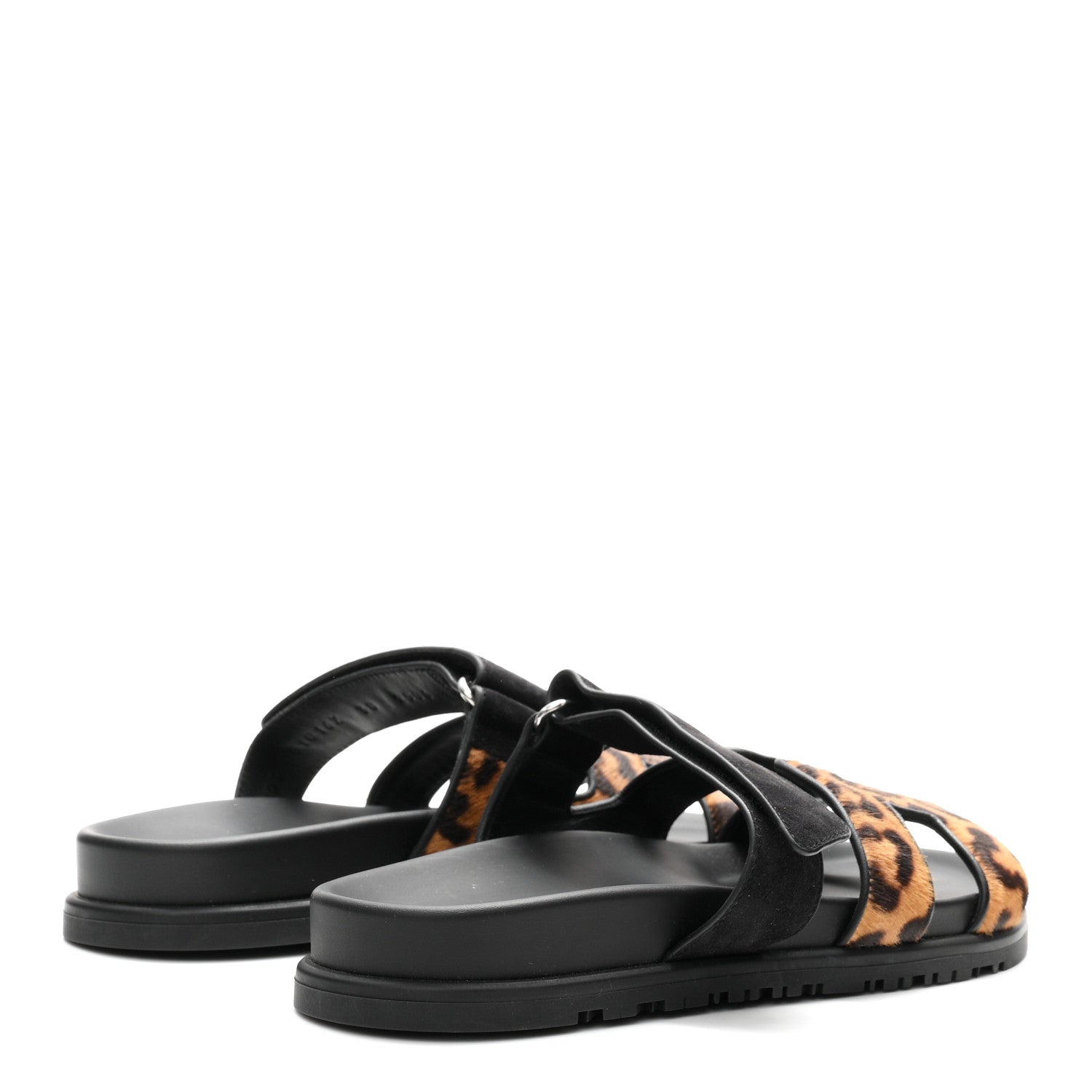 Moire Calfskin Suede Goatskin Womens Leopard Chypre Sandals 38 Gold Black