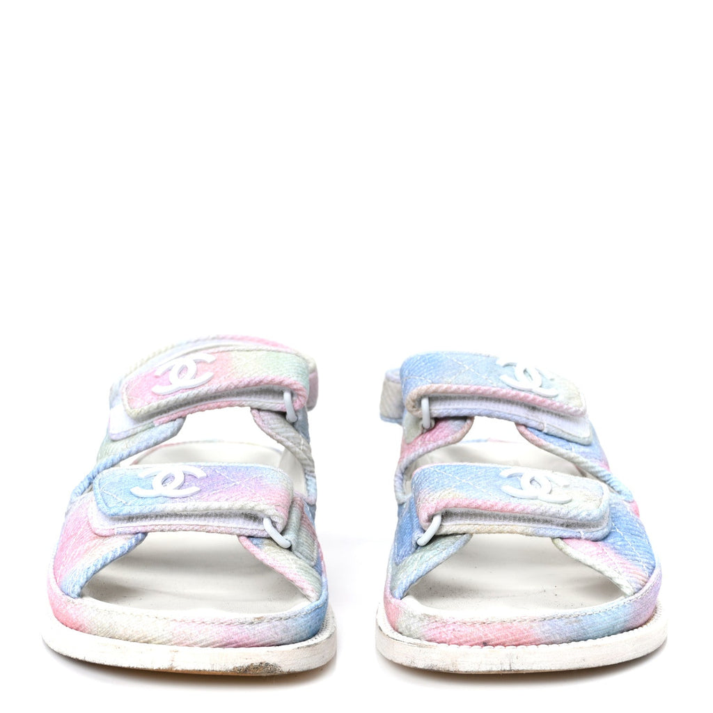 Printed Fabric Quilted Dad Sandals 36 Green Pink Blue