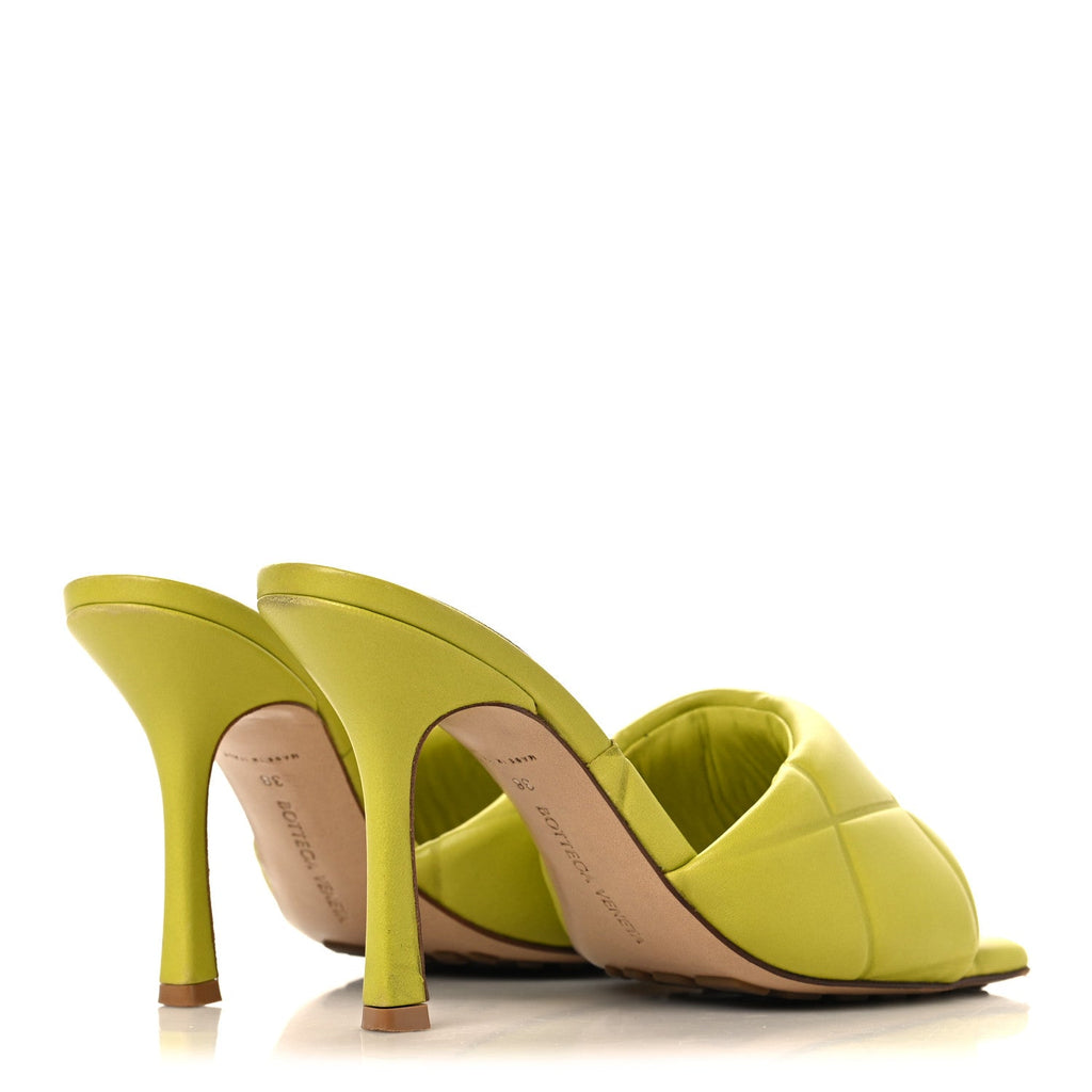 Nappa Quilted Rubber Lido Mule Sandals 38 Kiwi