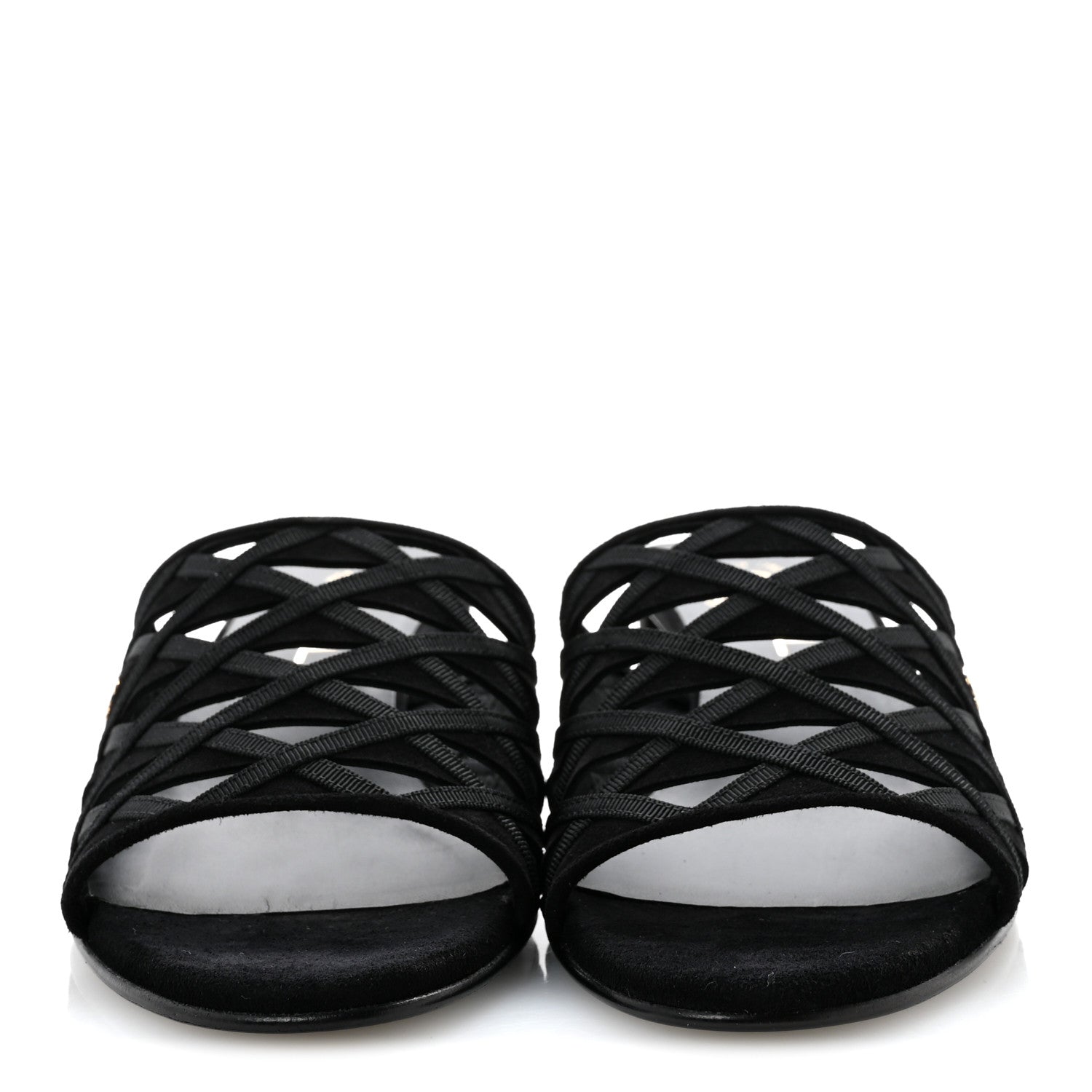Suede Kidskin Grosgrain Sandals 39 Black