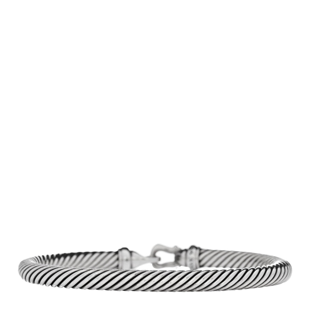 Sterling Silver Diamond 5mm Cable Buckle Bracelet