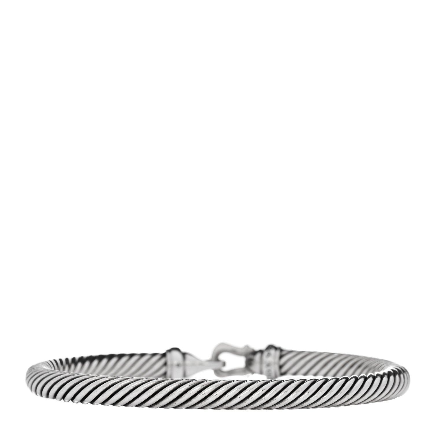 Sterling Silver Diamond 5mm Cable Buckle Bracelet