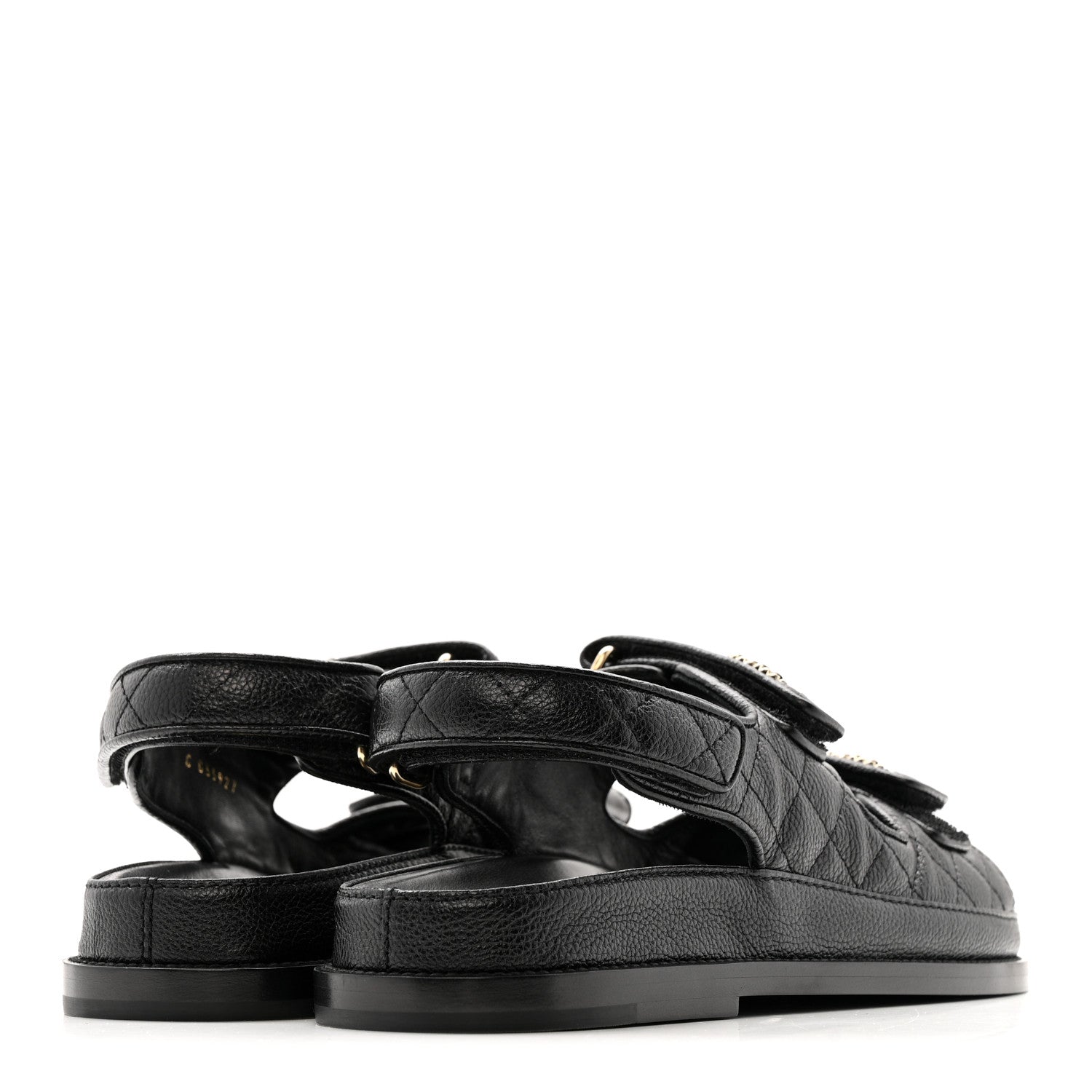 Grained Calfskin Velcro Dad Sandals 38.5 Black