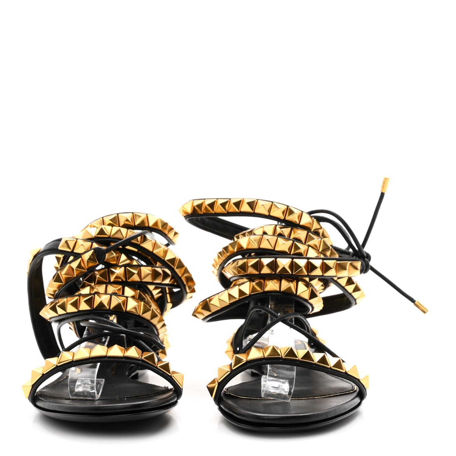 Calfskin Rockstud No Limit Gladiator Flat Sandals 37 Black