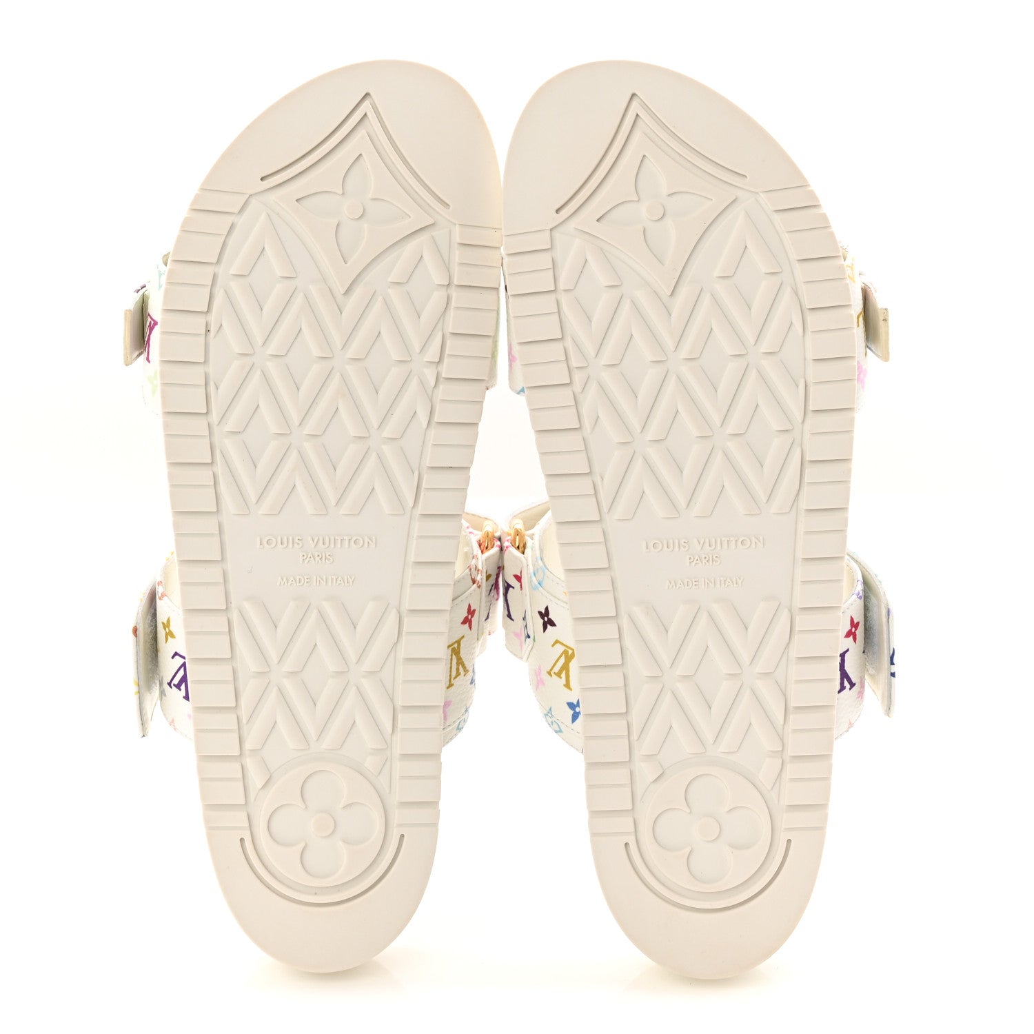 LV X TM Monogram Multicolor Bom Dia Comfort Mule Sandals 38.5 White