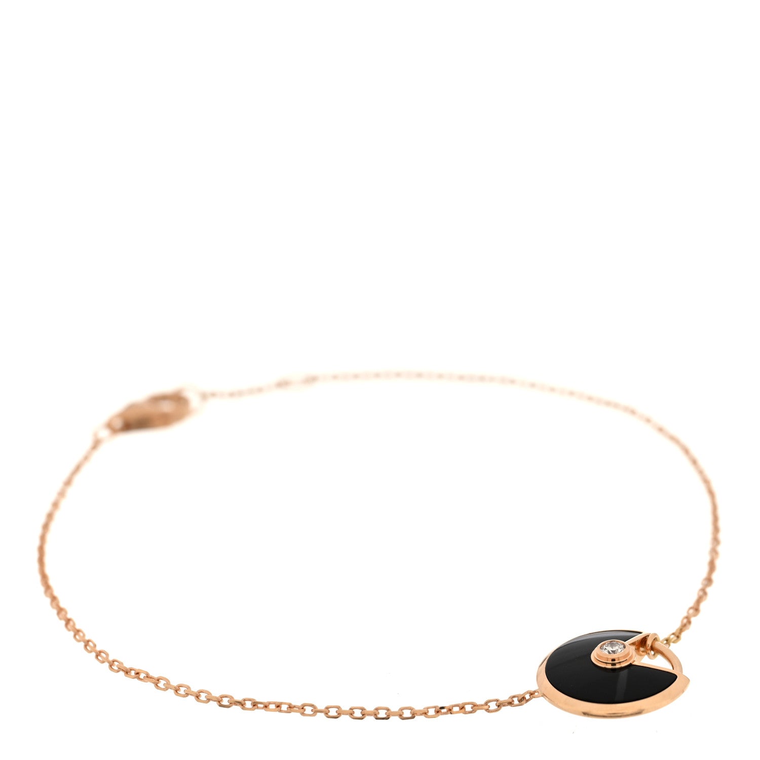 18K Pink Gold Diamond Black Onyx Amulette de Cartier Bracelet
