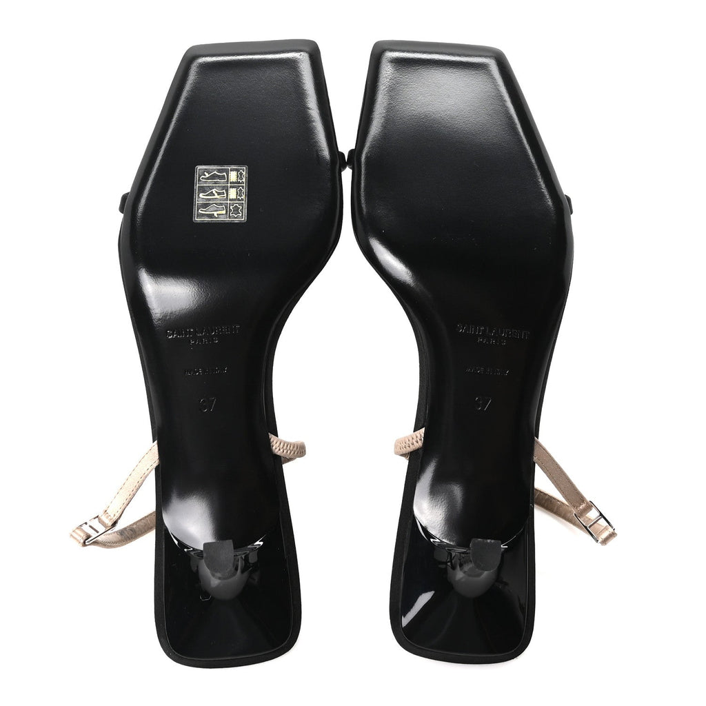Satin Slingback Jaspe 55 Sandals  37 Black Partridge Pink