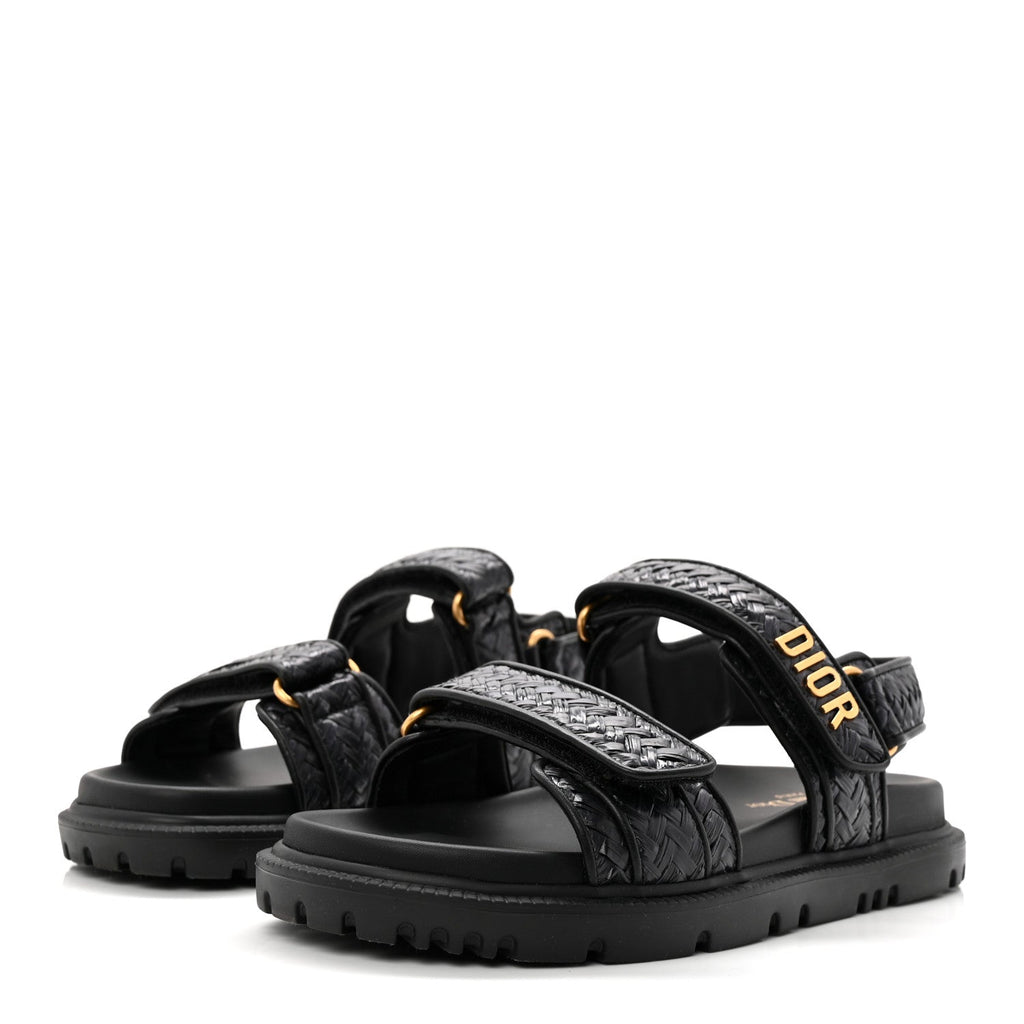 Woven Raffia Jute Dioract 10mm Sandals 38 Black