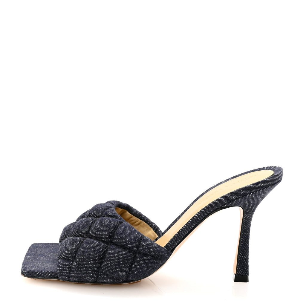 Denim Matelasse Padded Mule Sandals 37.5 Indigo