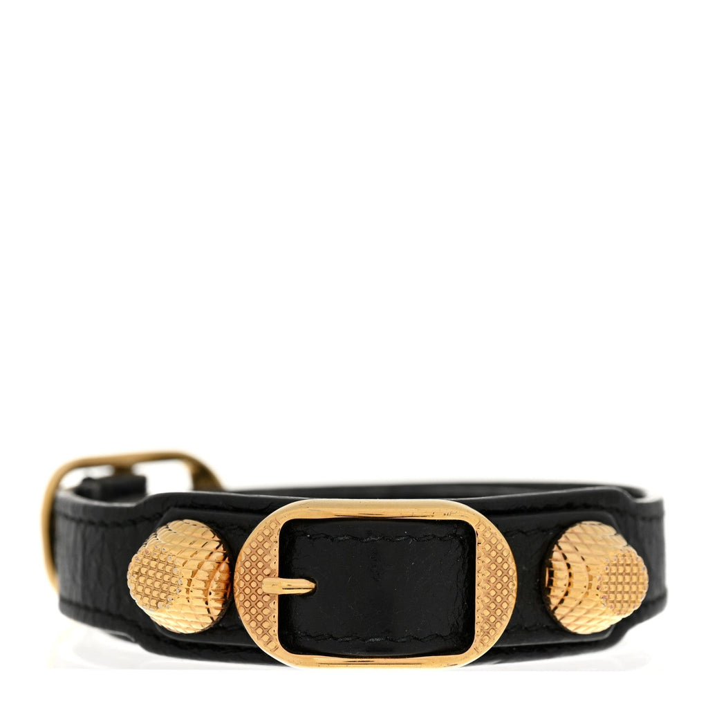 Agneau Giant 12 Gold Hardware Triple Tour M Bracelet Black