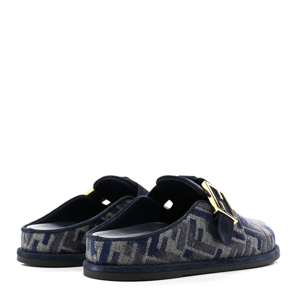 Velvet FF Fendi Feel Mules 38 Grigio Blue Midnight Blue