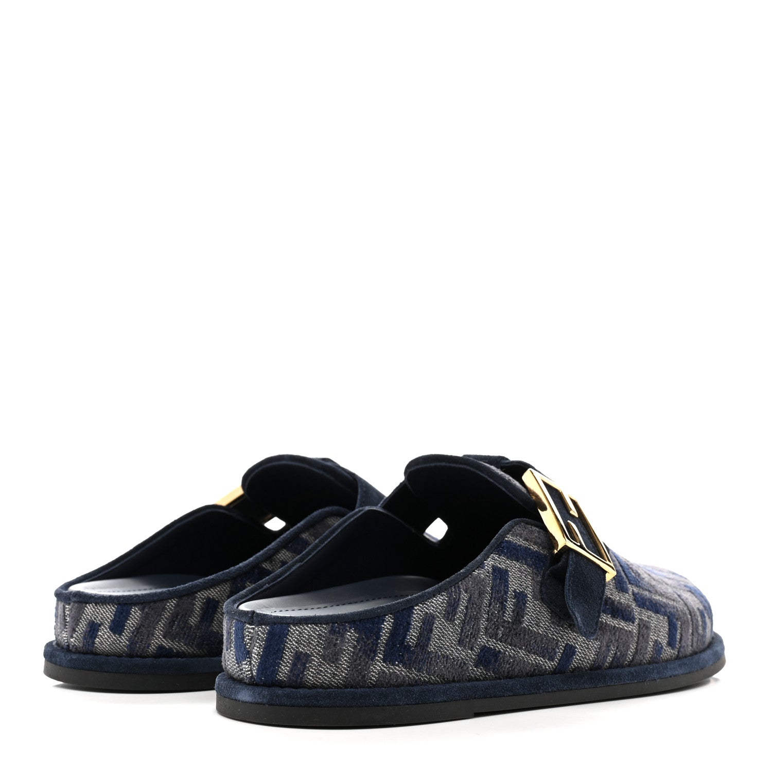 Velvet FF Fendi Feel Mules 38 Grigio Blue Midnight Blue