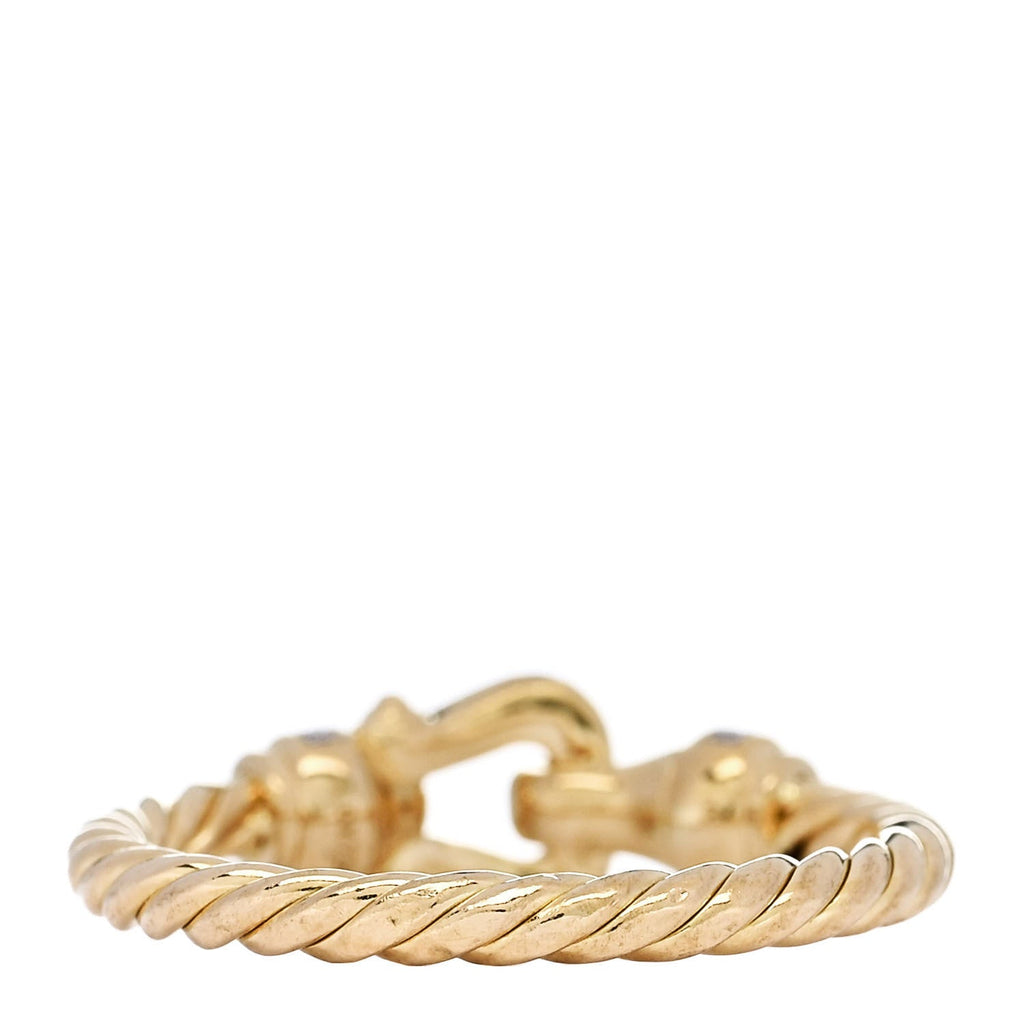 18K Yellow Gold Diamond Petite Buckle Cable Ring 53 6.5