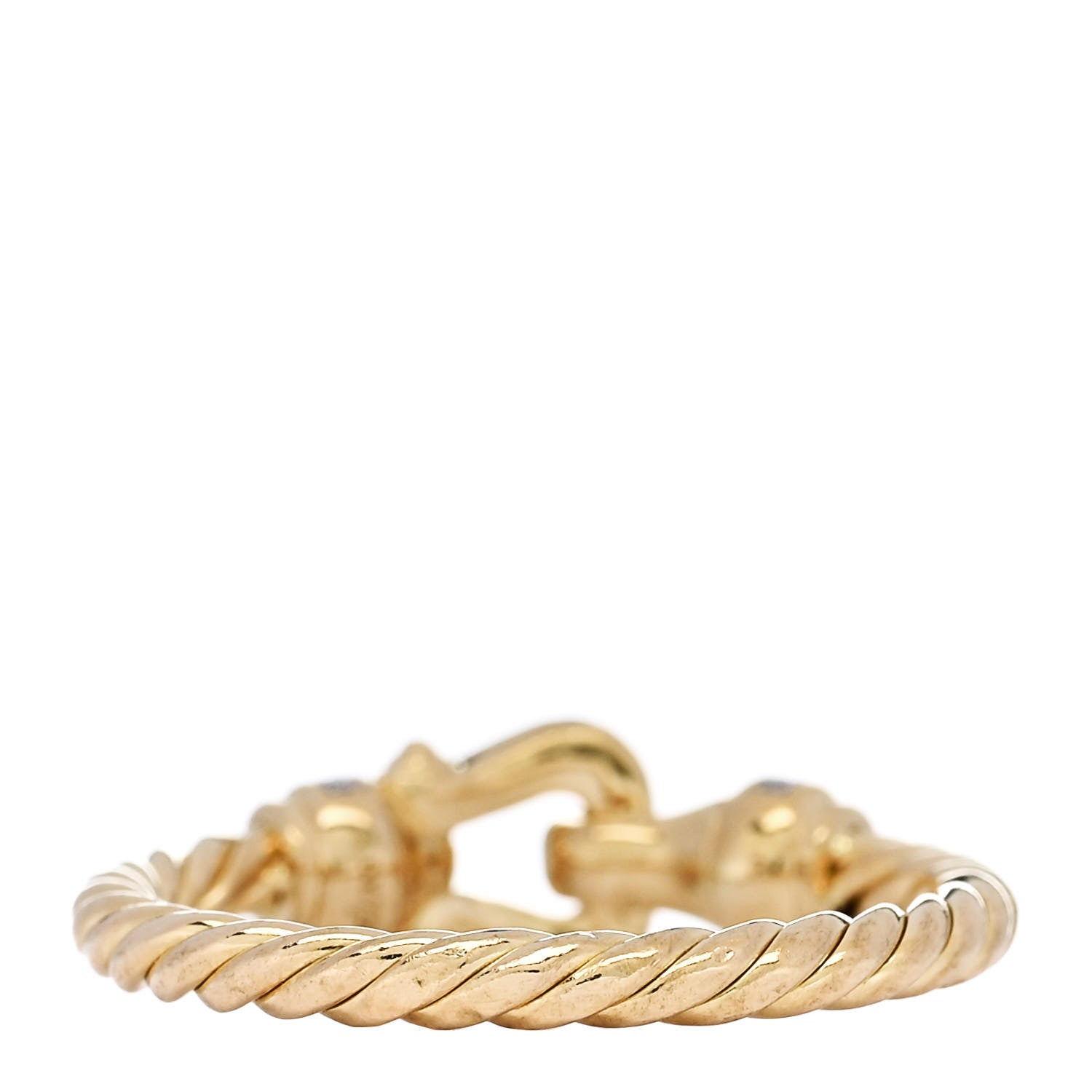 18K Yellow Gold Diamond Petite Buckle Cable Ring 53 6.5