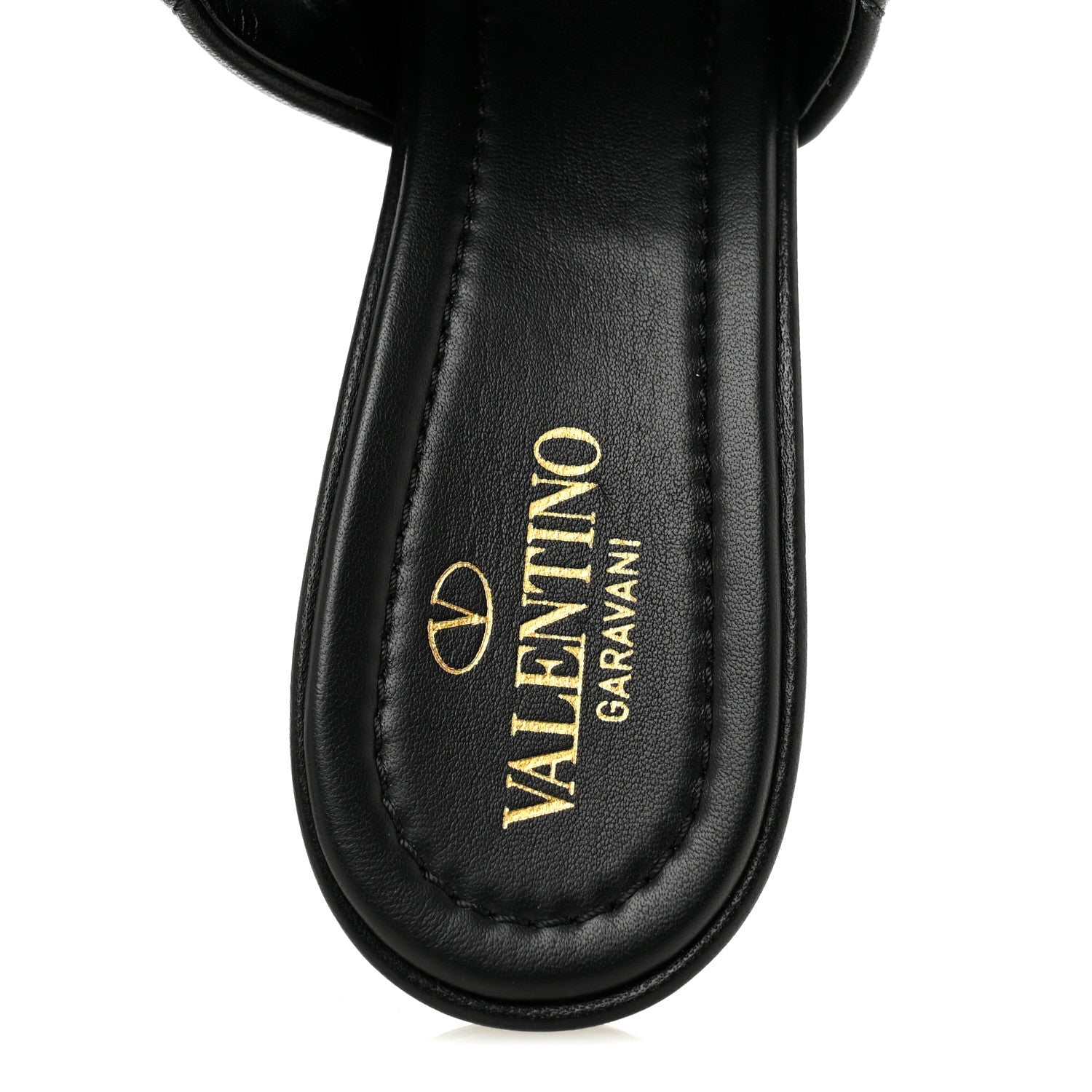 Nappa Quilted Monochrome Roman Stud 65mm Slide Sandals 39.5 Black