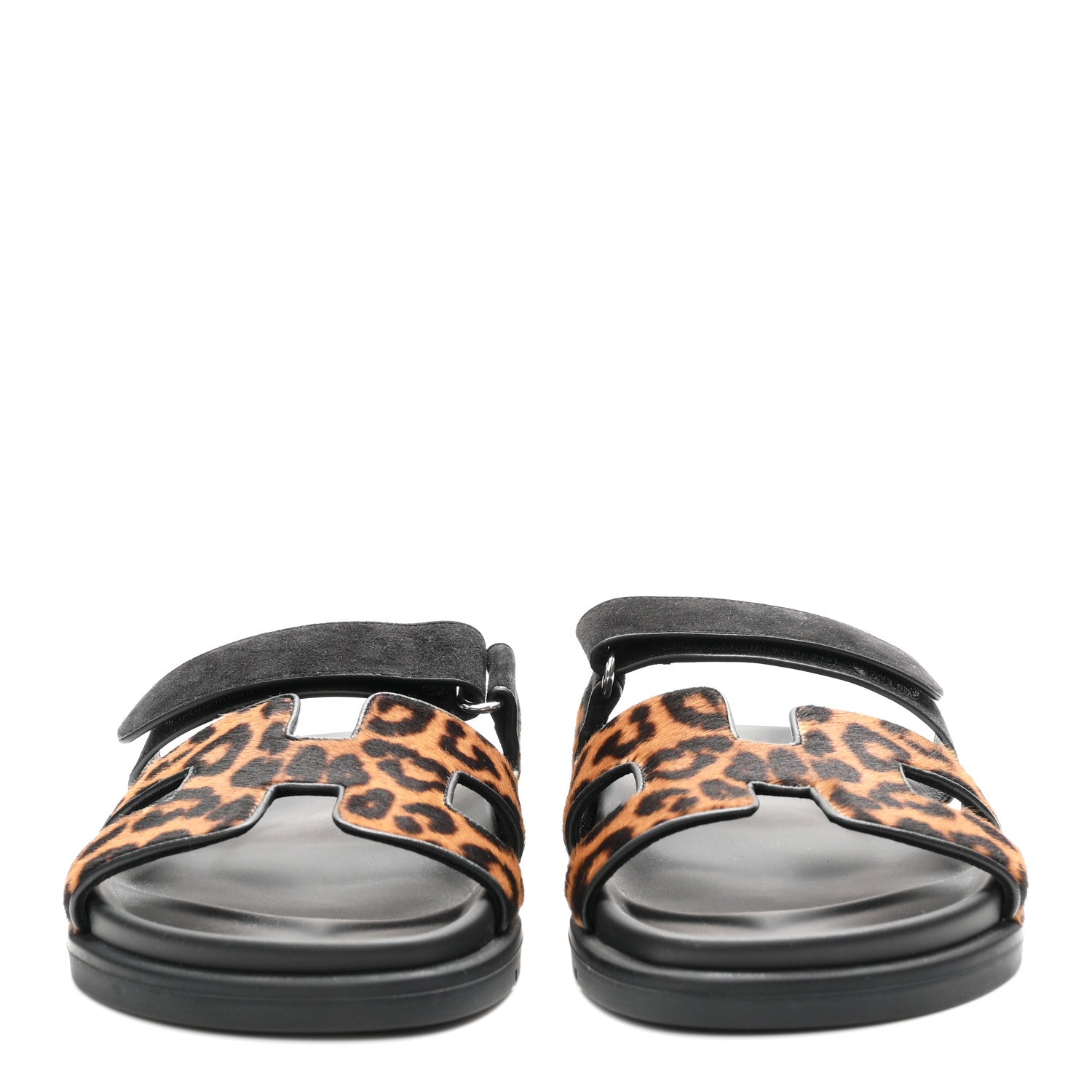 Moire Calfskin Suede Goatskin Womens Leopard Chypre Sandals 40 Gold Black