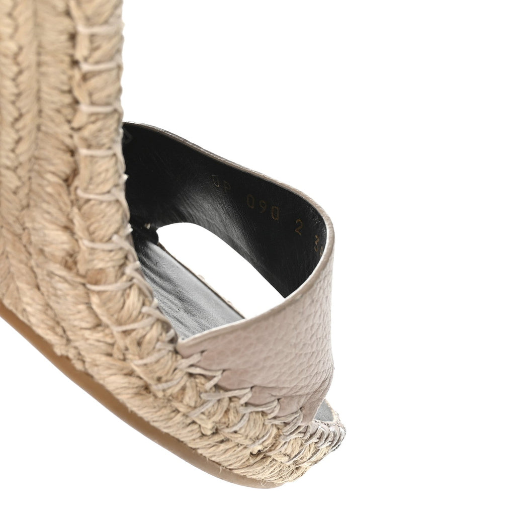 Grained Calfskin Rockstud Ankle Strap Espadrille 15/105mm Wedge Sandals 38 Rose Quartz Natural