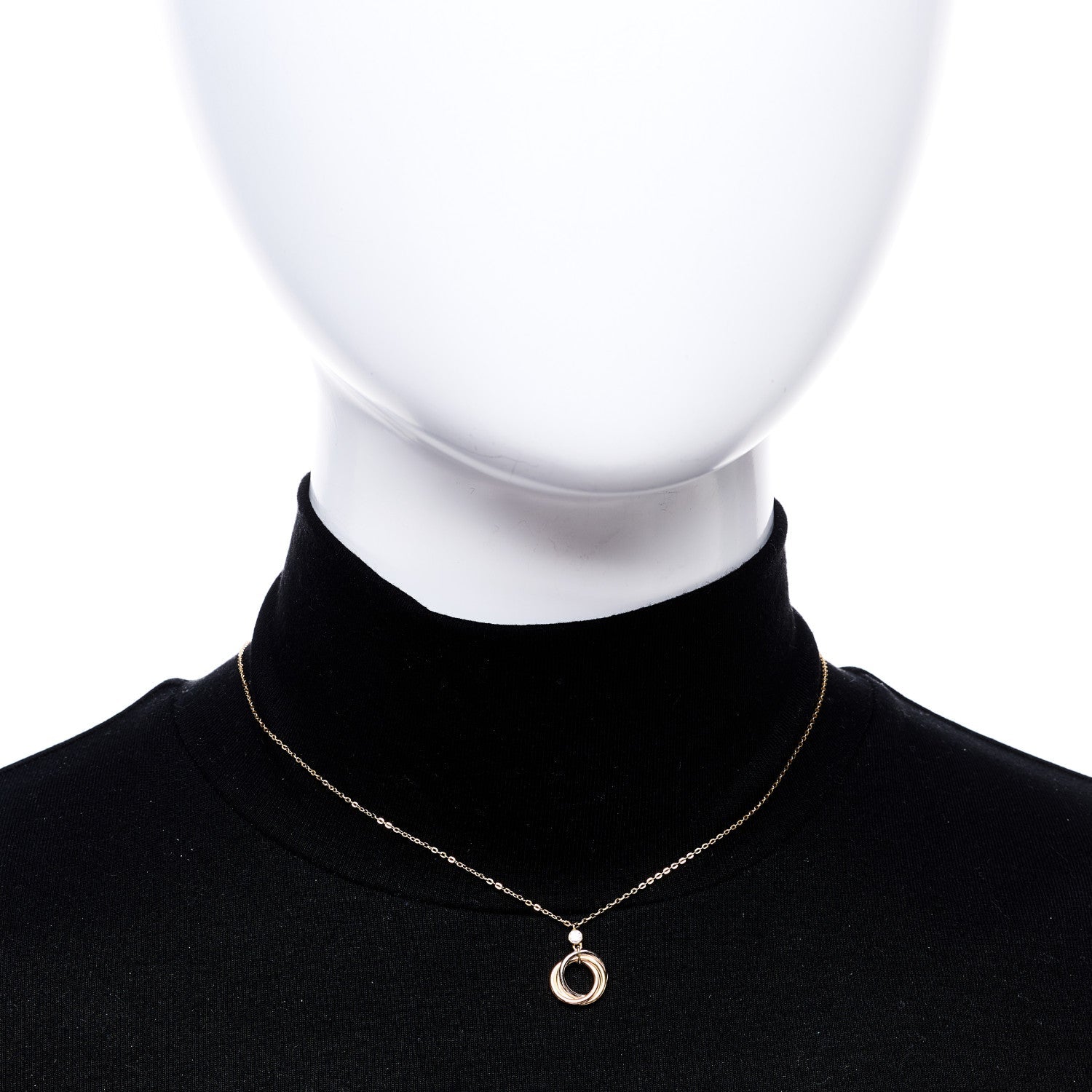 18K Pink Yellow White Gold Diamond Trinity Pendant Necklace