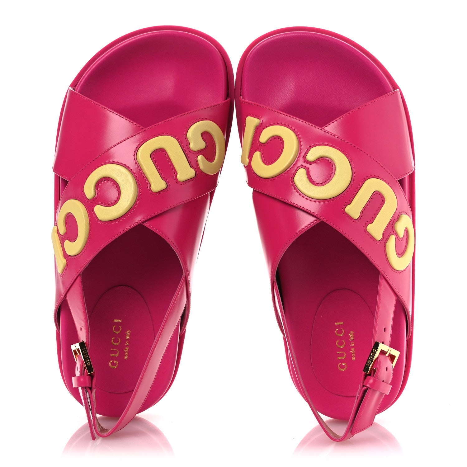 Calfskin Elizabeth Nappa Charlotte Logo Slingback Sandals 36 Fancy Fuchsia