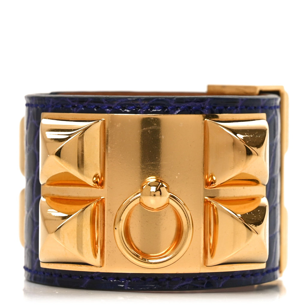 Shiny Alligator Collier De Chien CDC Bracelet T1 Bleu Encre