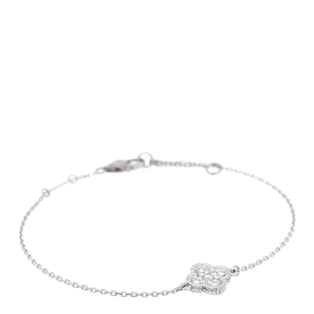 18K White Gold Diamond Sweet Alhambra Bracelet