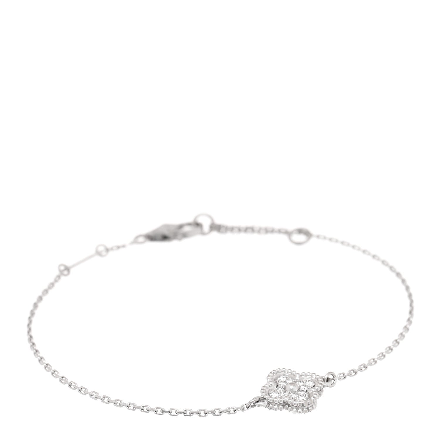 18K White Gold Diamond Sweet Alhambra Bracelet