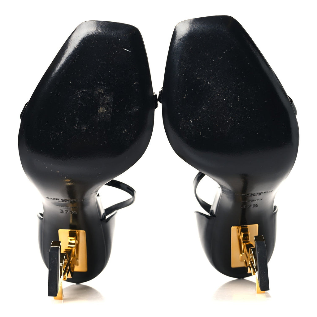 Patent Calfskin Opyum 110 Sandals 37.5 Black Gold