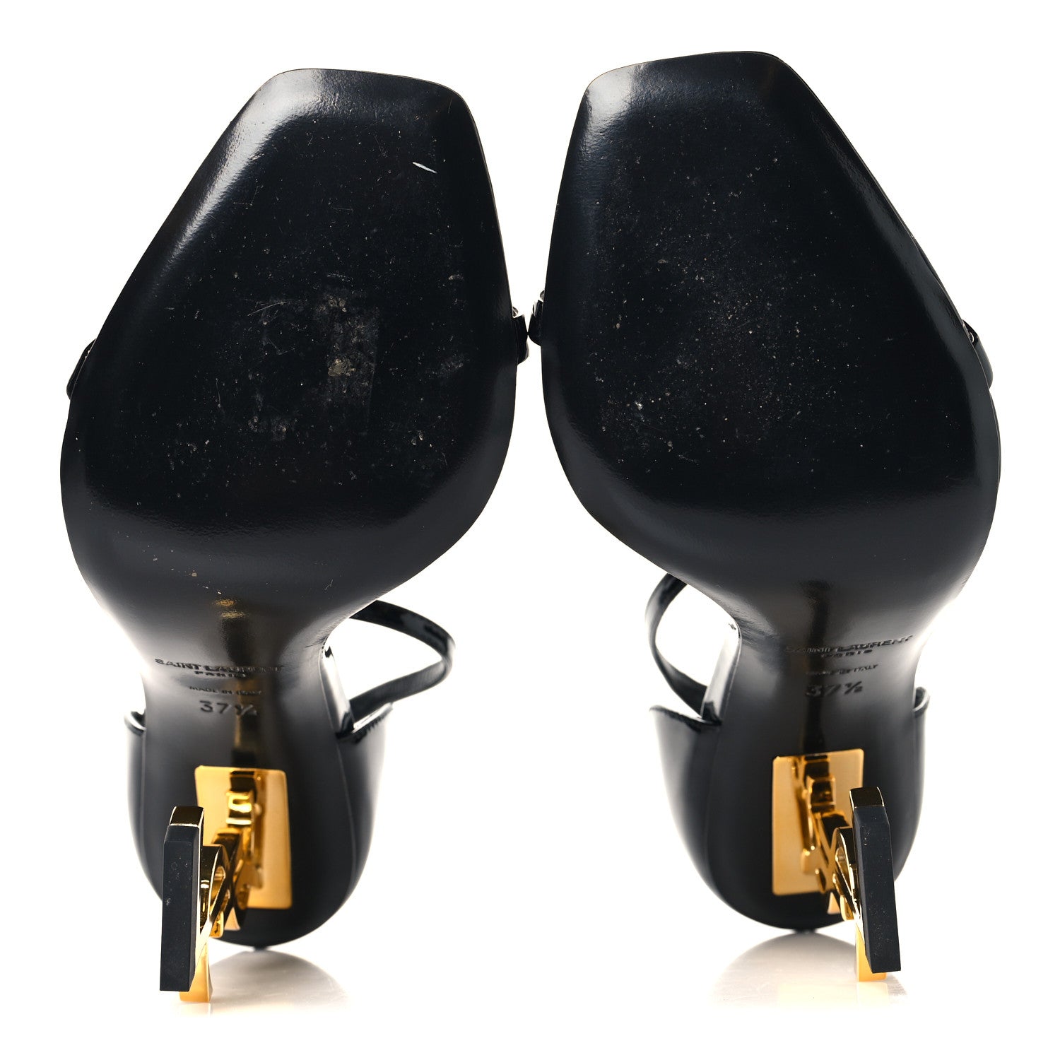 Patent Calfskin Opyum 110 Sandals 37.5 Black Gold