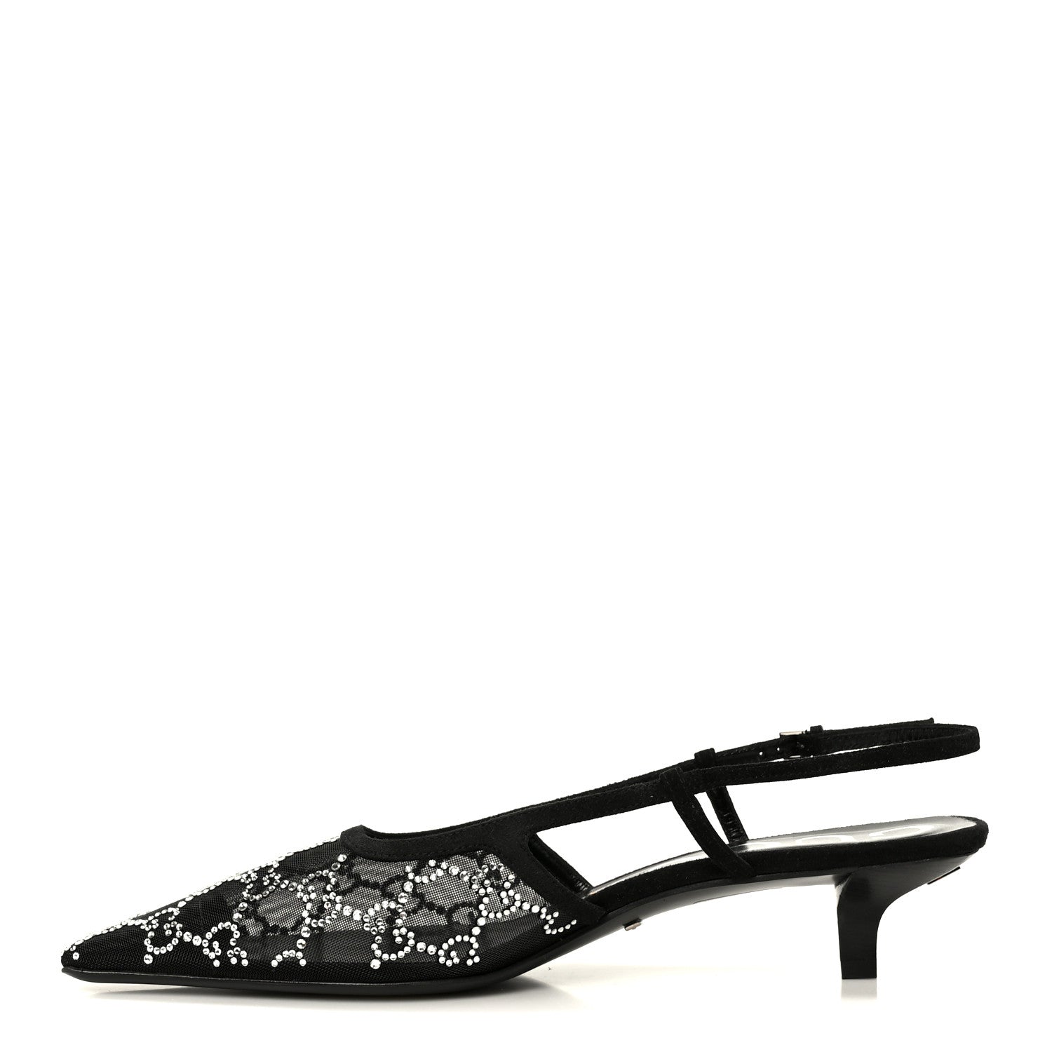 Tela Retino Kid Scamosciato Crystal GG Monogram Square G 35mm Slingback Pumps 39 Black