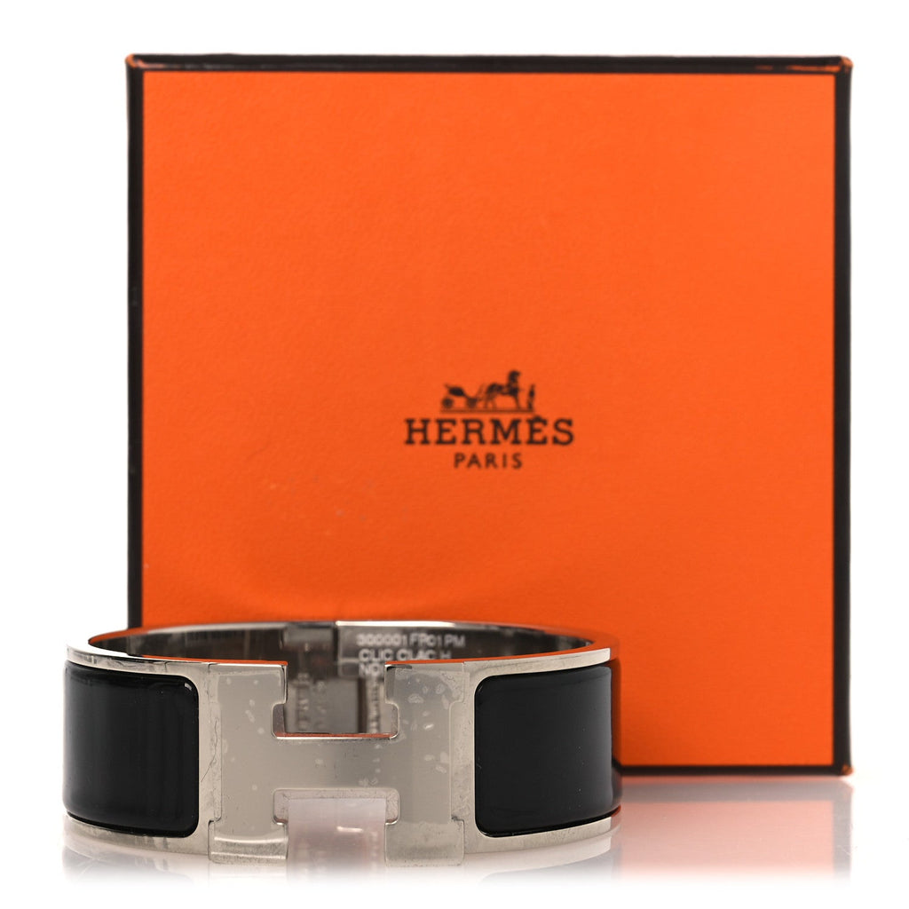 Enamel Wide Clic Clac H Bracelet PM Black