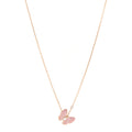 18K Rose Gold Diamond Pink Sapphire Two Butterfly Pendant Necklace