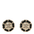 Pearl Crystal Lambskin CC Earrings Gold Black
