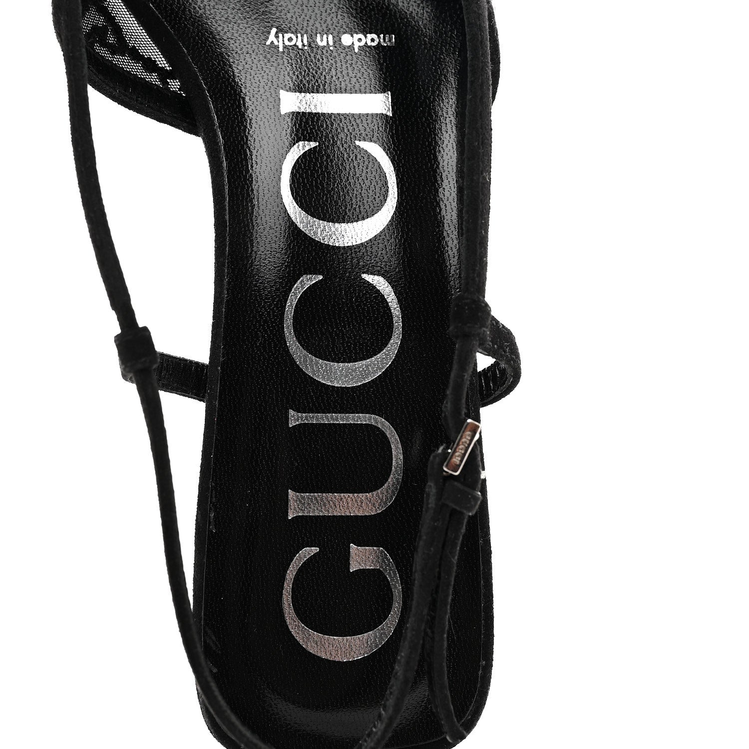 Tela Retino Kid Scamosciato Crystal GG Monogram Square G 35mm Slingback Pumps 35.5 Black