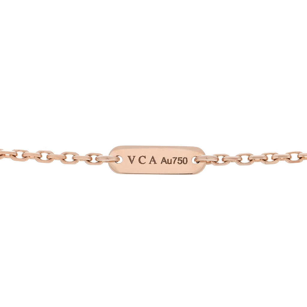 18K Rose Gold Diamond Grey Mother of Pearl Vintage Alhambra Pendant Necklace