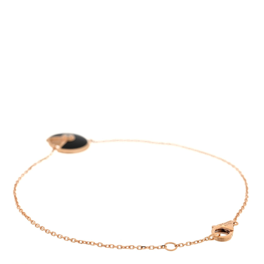 18K Pink Gold Diamond Black Onyx Amulette de Cartier Bracelet