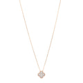 18K Rose Gold Diamond Pink Mother of Pearl Vintage Alhambra Pendant Necklace