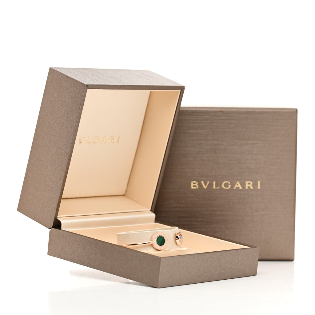 18K Rose Gold Mother of Pearl Malachite Black Onyx BVLGARI BVLGARI Flip Cuff Bracelet S