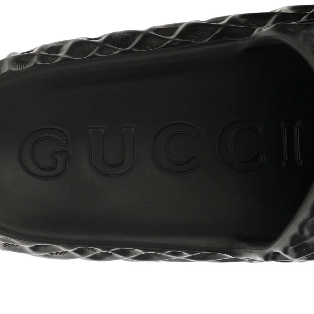 Rubber Interlocking G Mens Slide Sandals 8 Black
